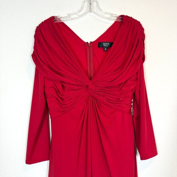 Tadashi Collection Red Dress Medium Red Cocktail Holiday Jersey Sheath - Picture 4 of 10